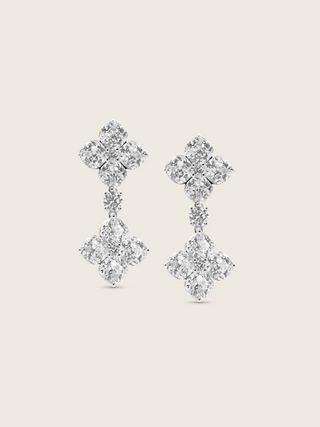 Large Double Crystal Hydrangea Drop Earrings