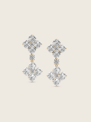 Large Double Crystal Hydrangea Drop Earrings