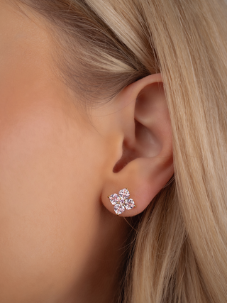 Mini Crystal Hydrangea Stud Earrings - Blush