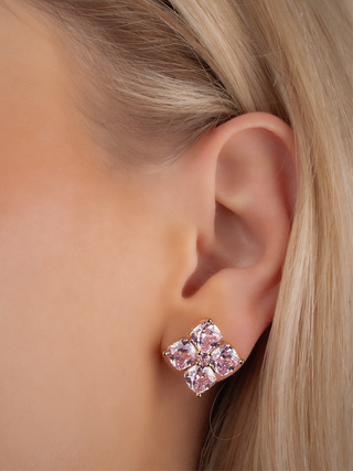 Crystal Hydrangea Stud Earrings - Blush