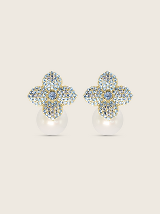 Hydrangea Earrings - Light Blue