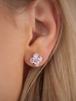Mini Crystal Hydrangea Stud Earrings - Blush