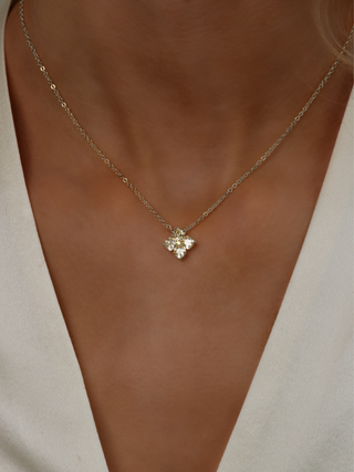 Mini Crystal Hydrangea Necklace - Lemon Drop
