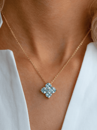 Crystal Hydrangea Necklace - Aqua