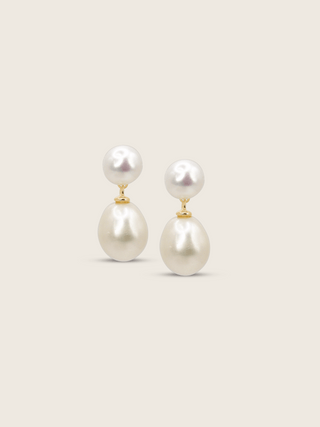 Delphine Double-Pearl Drop Earrings