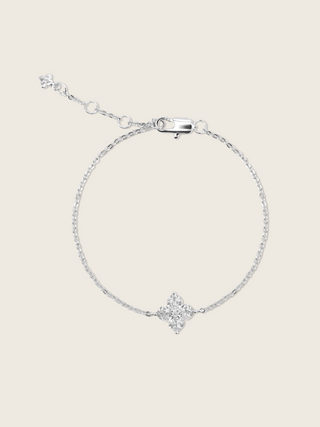 mini crystal hydrangea bracelet on a neutral background, showcasing the cz sparkle