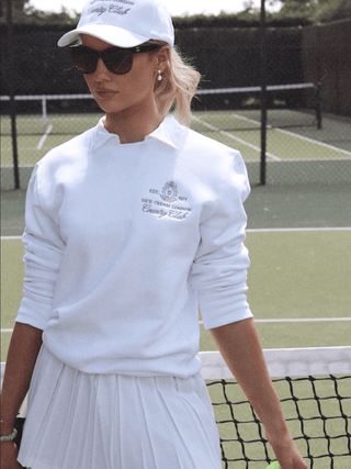 Country Club Crew Neck Sweater - Tennis White