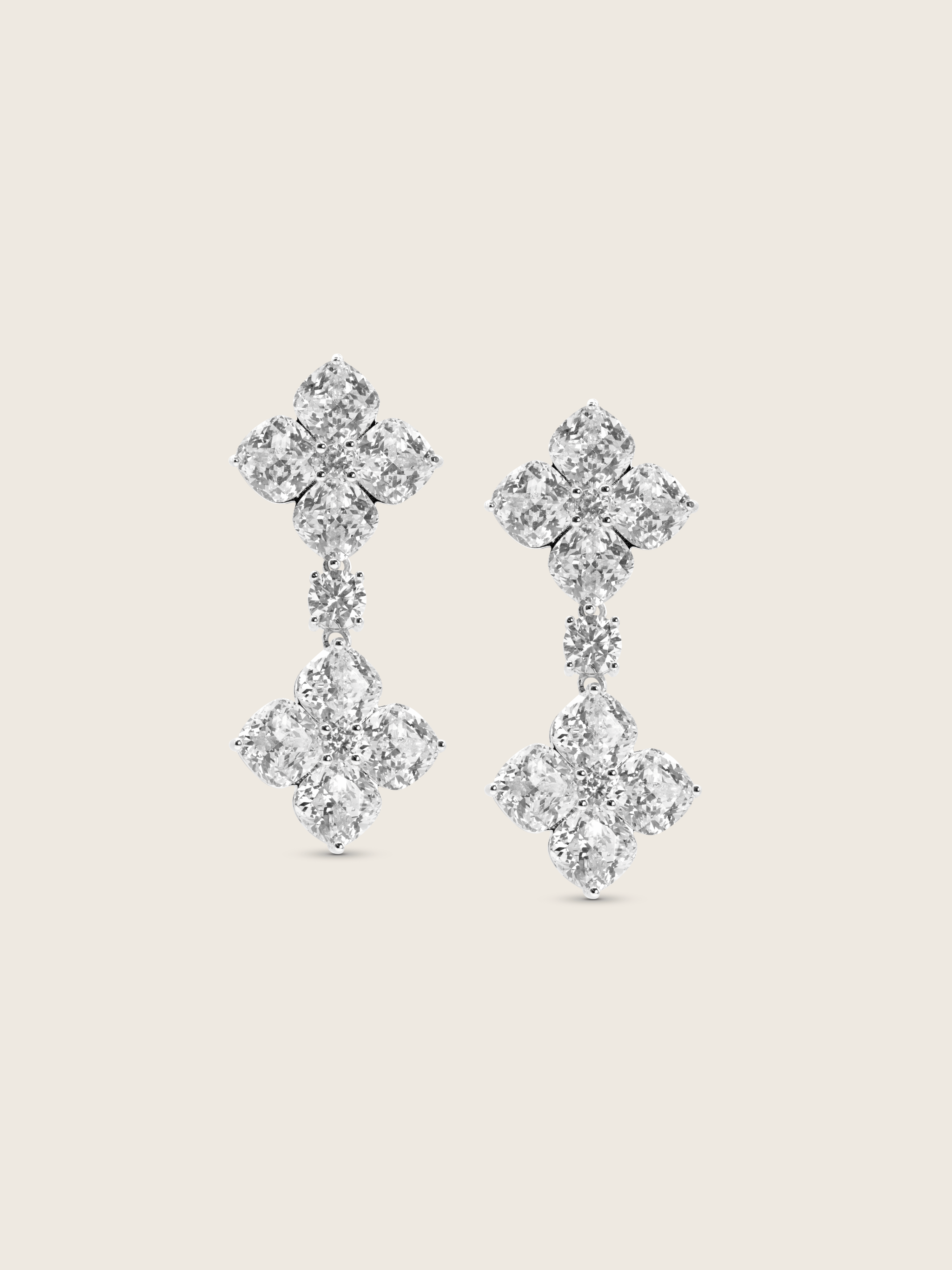 Large Double Crystal Hydrangea Drop Earrings