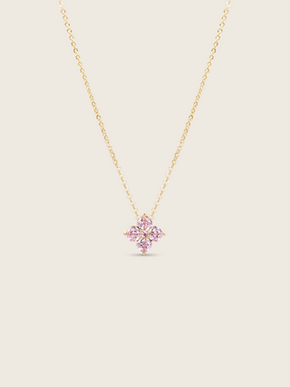 Mini Crystal Hydrangea Necklace - Blush