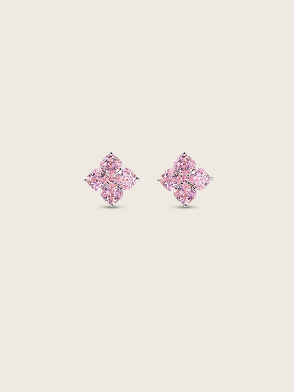 Mini Crystal Hydrangea Stud Earrings - Blush