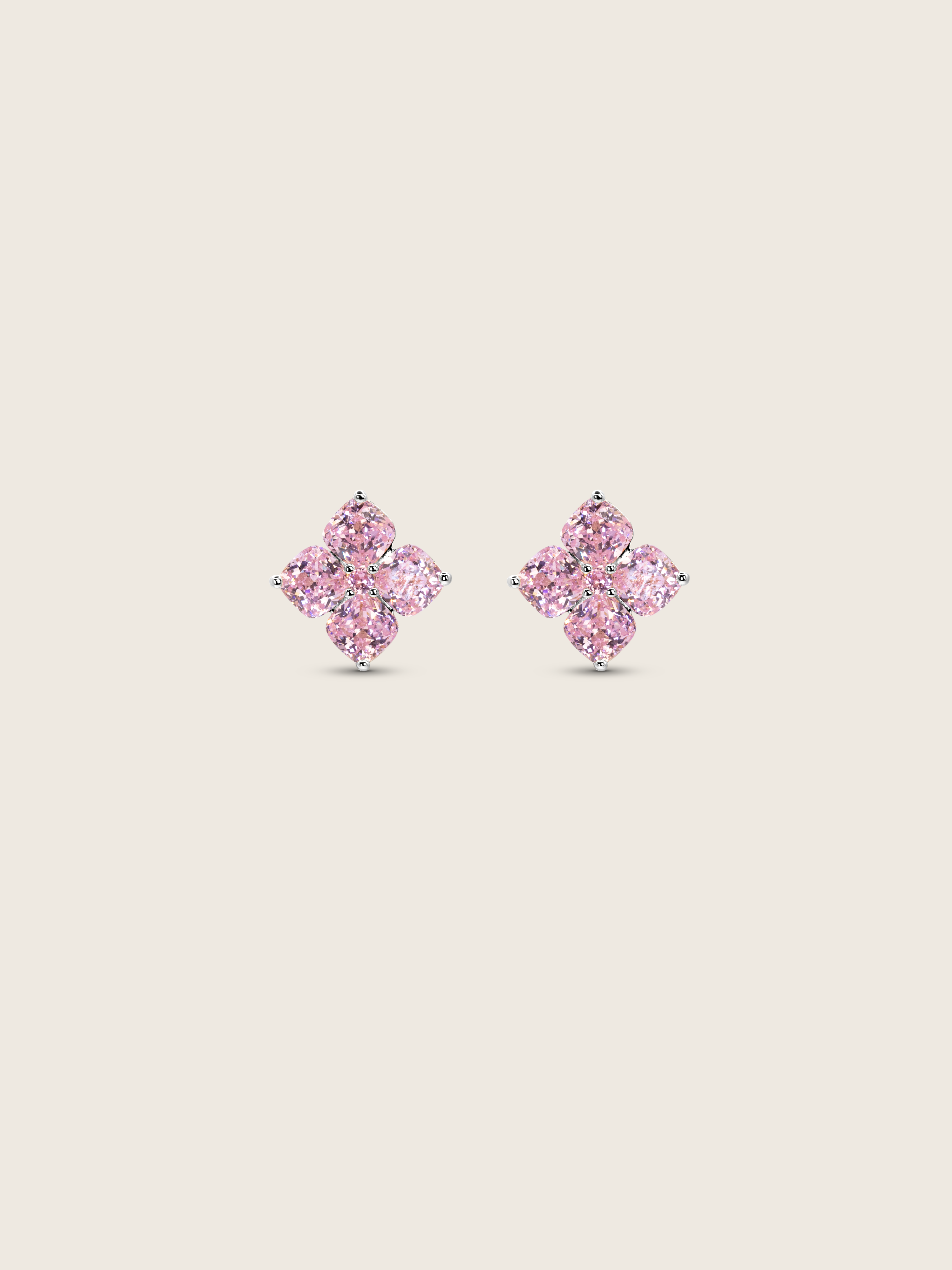 Mini Crystal Hydrangea Stud Earrings - Blush