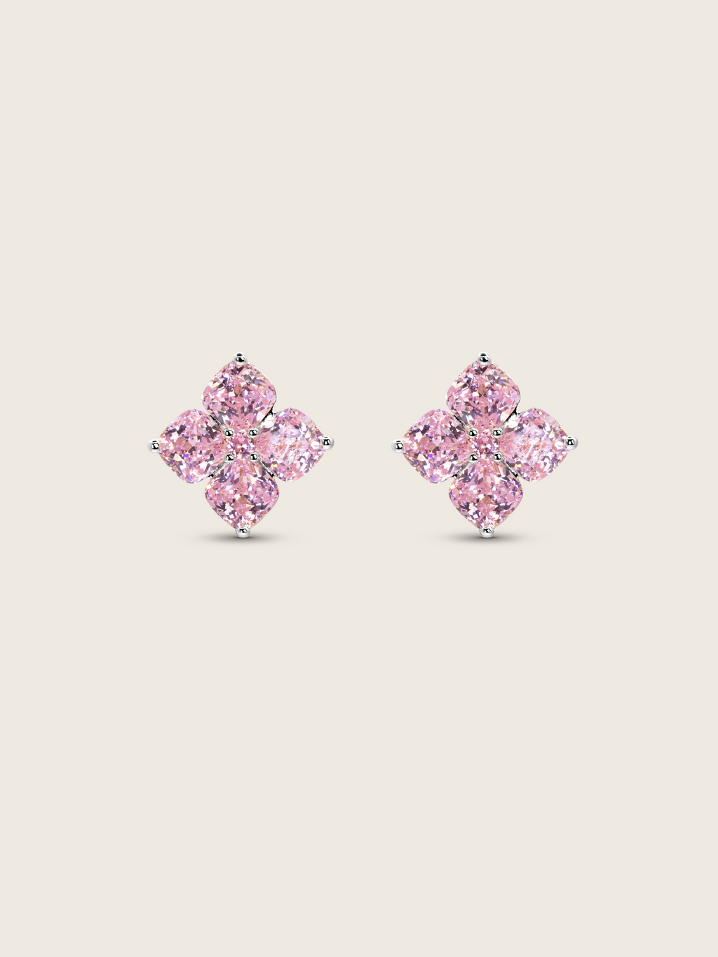 Crystal Hydrangea Stud Earrings - Blush
