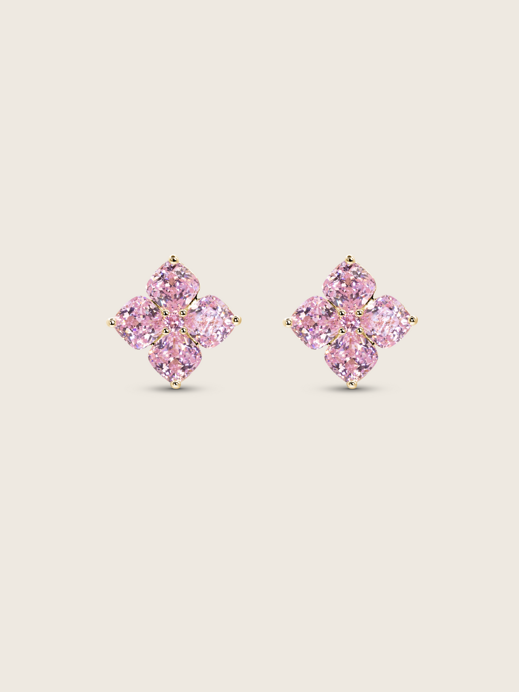 Crystal Hydrangea Stud Earrings - Blush