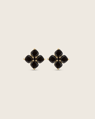 Crystal Hydrangea Stud Earrings - Espresso