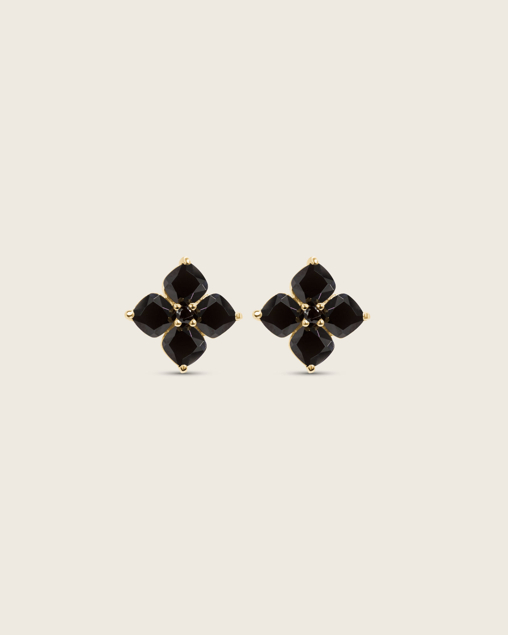 Crystal Hydrangea Stud Earrings - Espresso