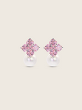 Crystal Hydrangea Pearl Earring - Blush
