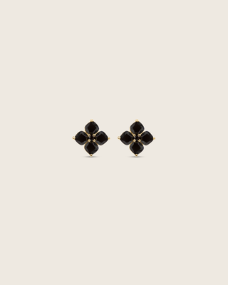 Mini Crystal Hydrangea Stud Earrings - Espresso