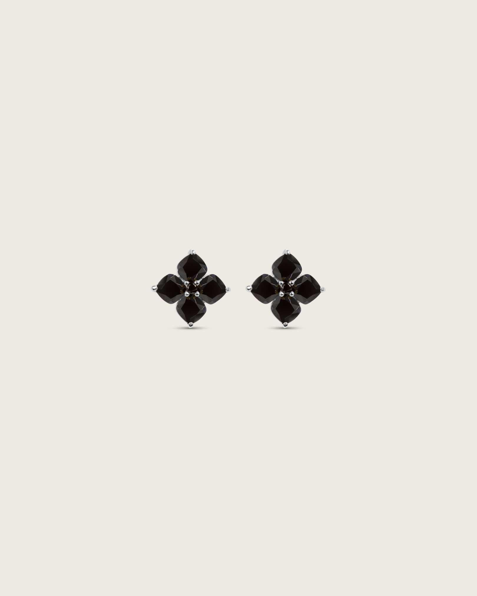 Mini Crystal Hydrangea Stud Earrings - Espresso