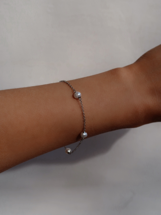 Sophia Mini Freshwater Pearl Bracelet - Silver