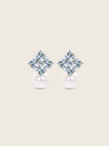 Crystal Hydrangea Pearl Earring - Aqua