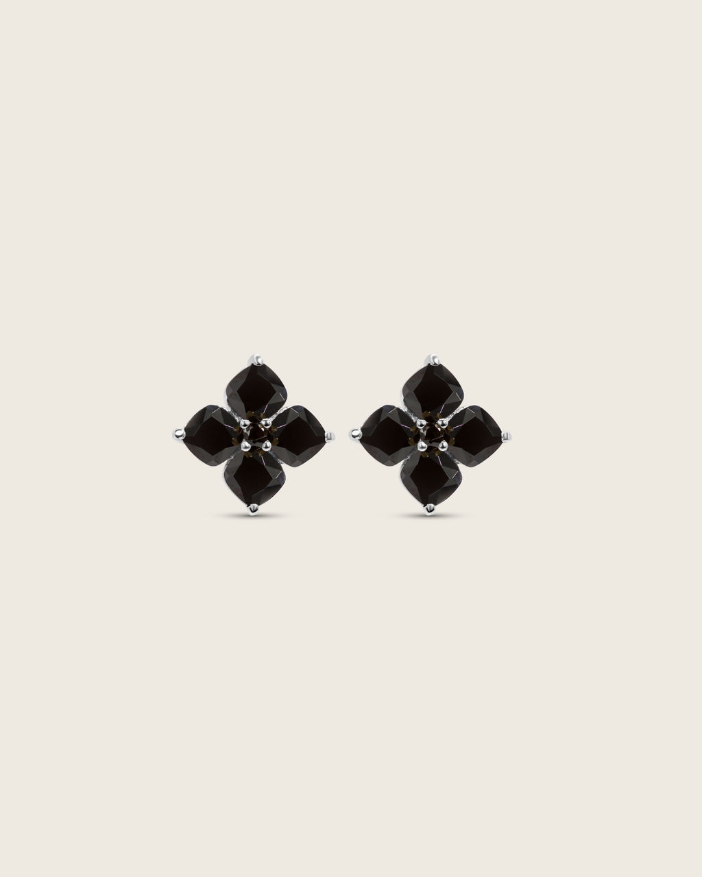 Crystal Hydrangea Stud Earrings - Espresso