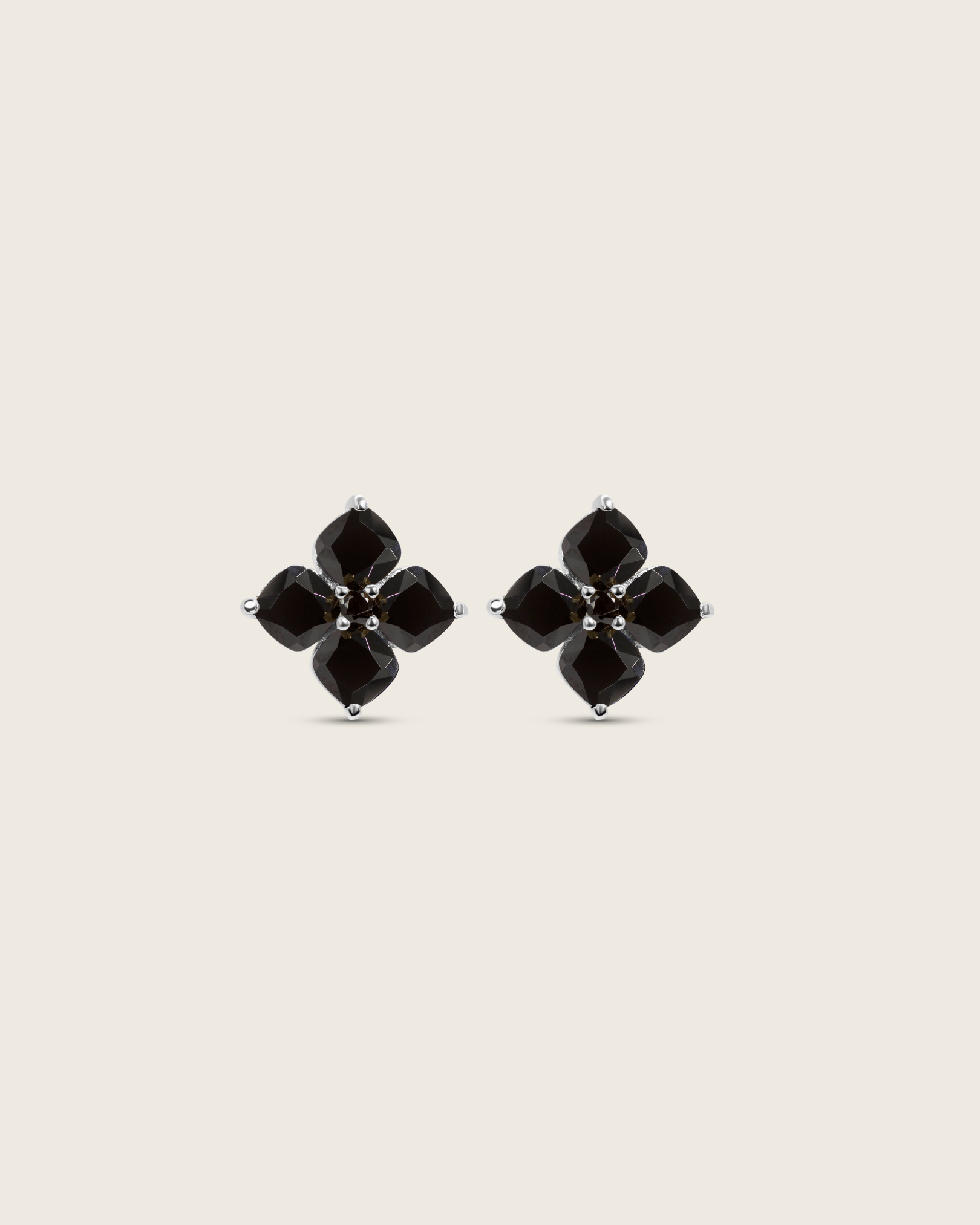 Crystal Hydrangea Stud Earrings - Espresso