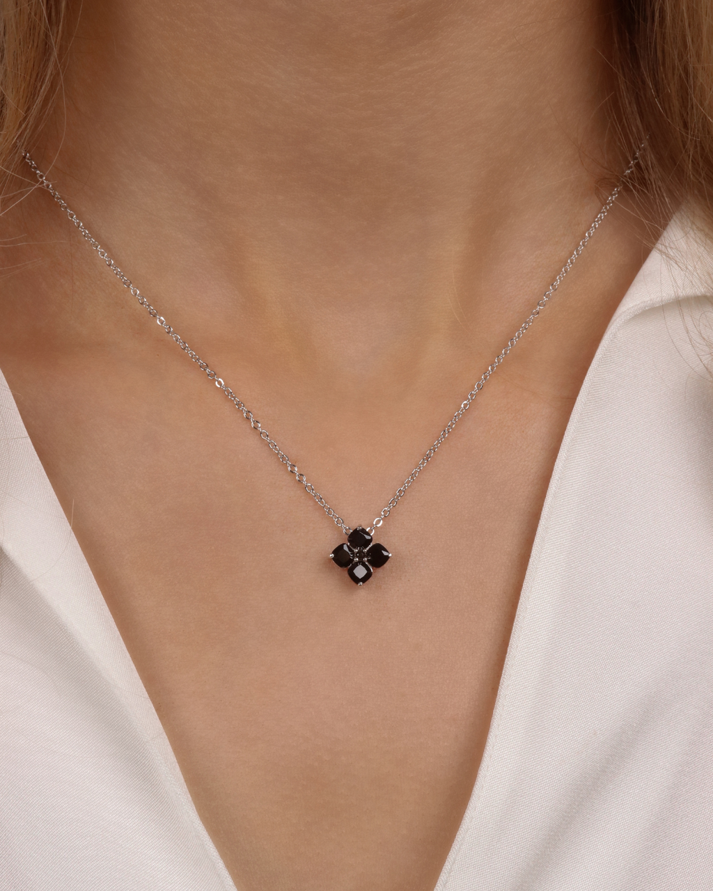 Mini Crystal Hydrangea Necklace - Espresso