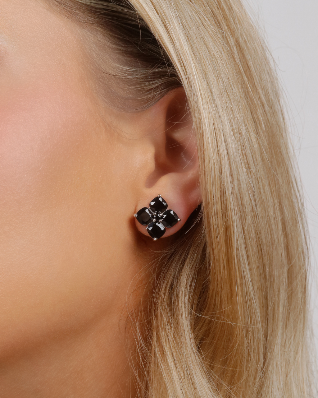 Crystal Hydrangea Stud Earrings - Espresso