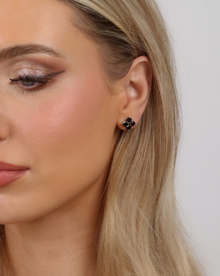 Mini Crystal Hydrangea Stud Earrings - Espresso