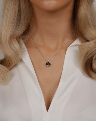 Mini Crystal Hydrangea Necklace - Espresso