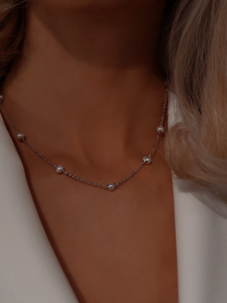 Sophia Mini Freshwater Pearl Choker - Silver