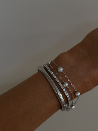 Sophia Mini Freshwater Pearl Bracelet - Silver