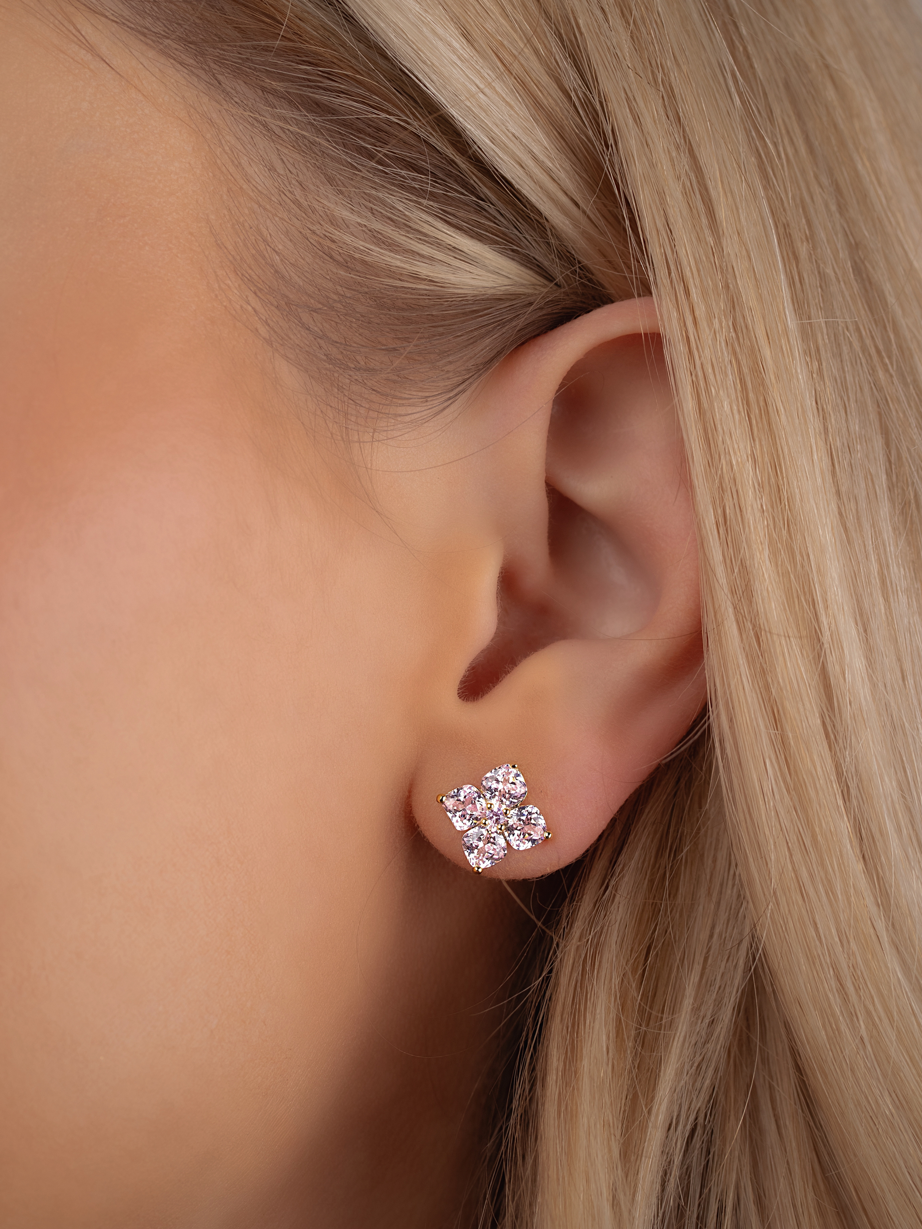 Mini Crystal Hydrangea Stud Earrings - Blush