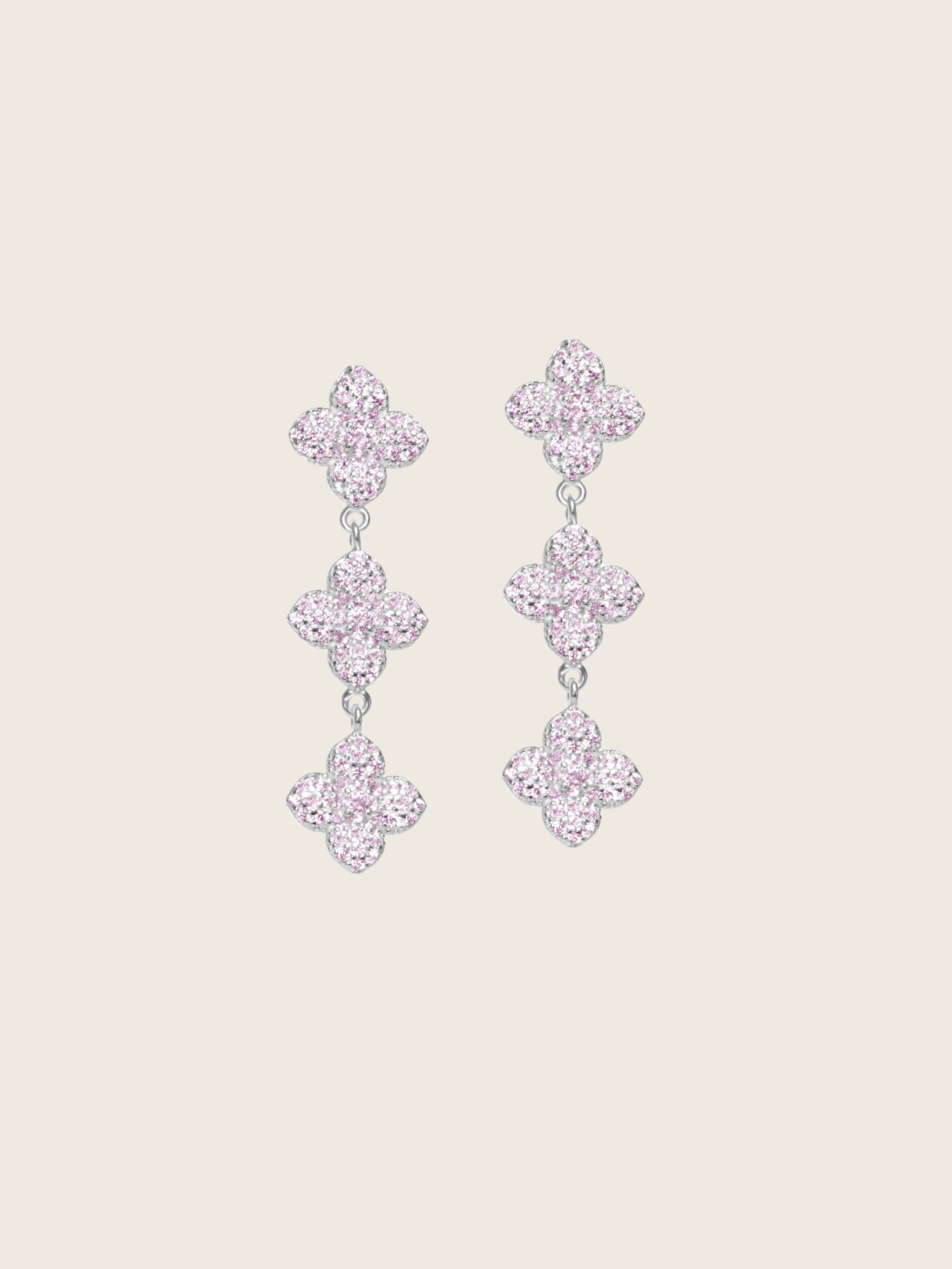 Mini-Triple Hydrangea Earrings - Light Pink
