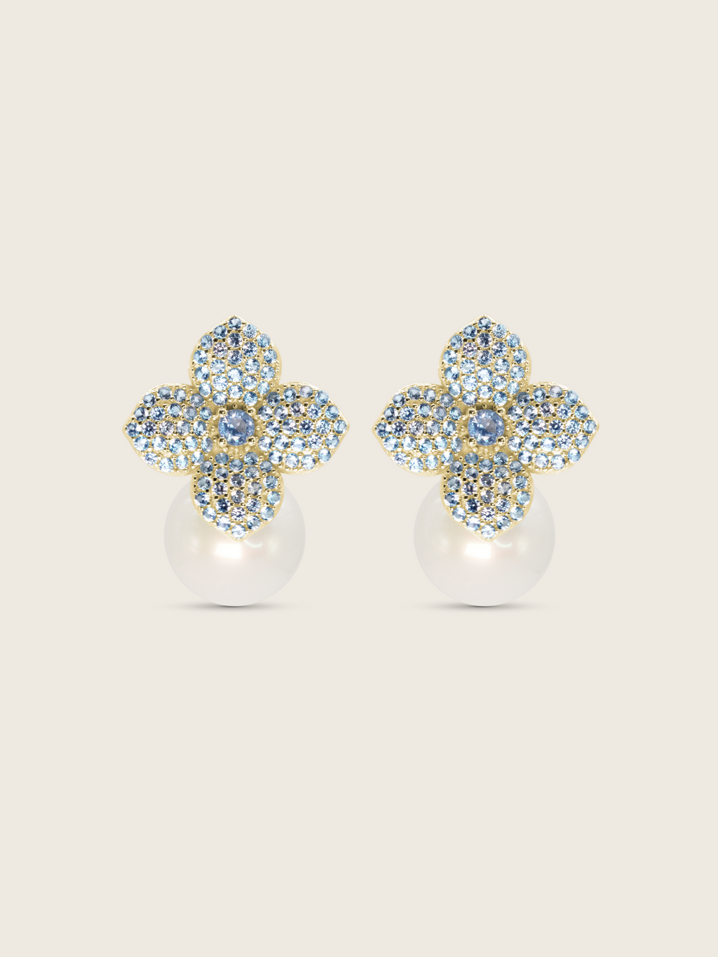 Hydrangea Earrings - Light Blue