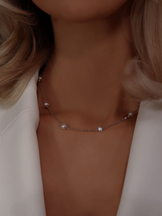 Sophia Mini Freshwater Pearl Choker - Silver