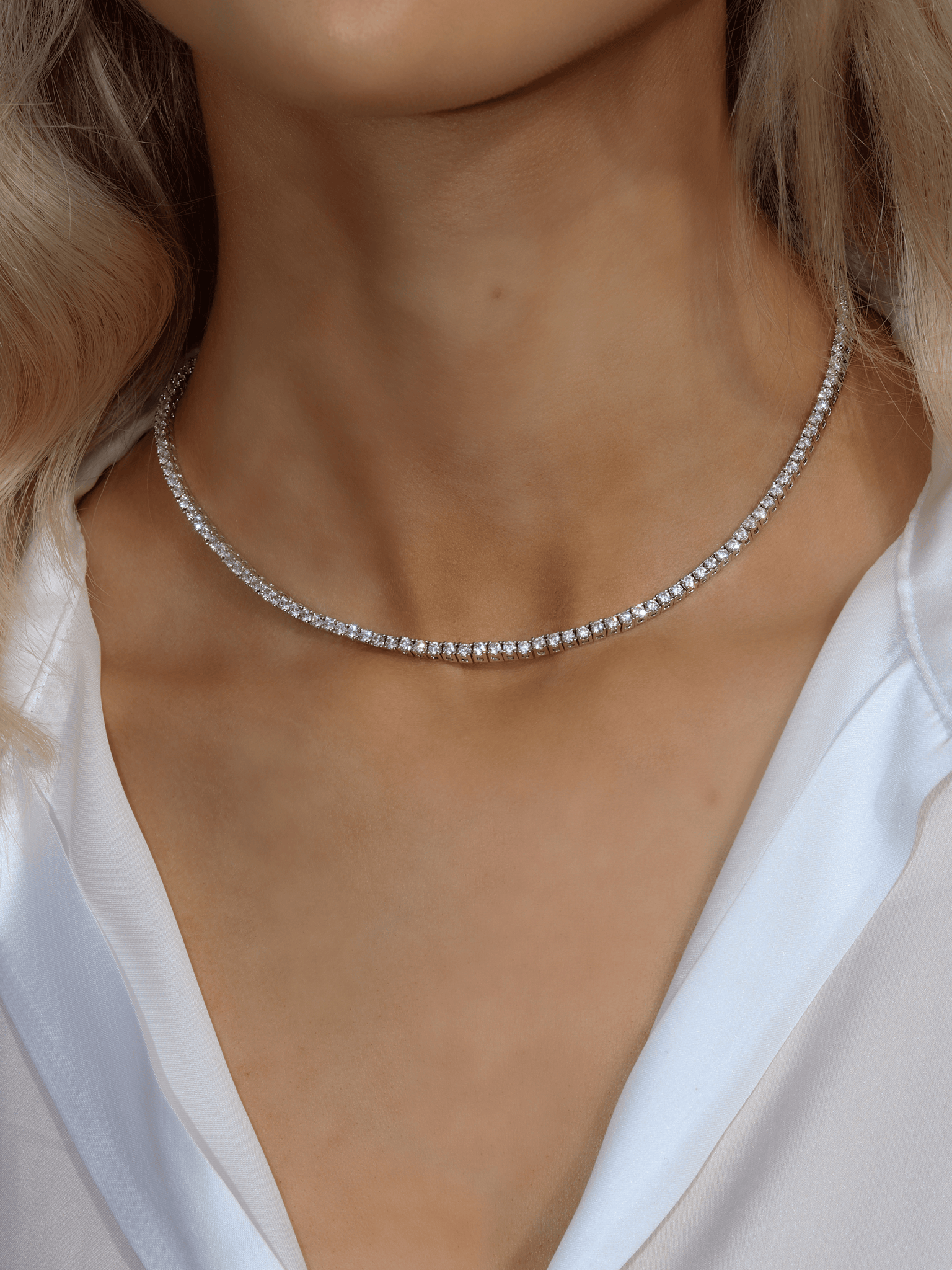 Celeste Tennis Necklace - Silver