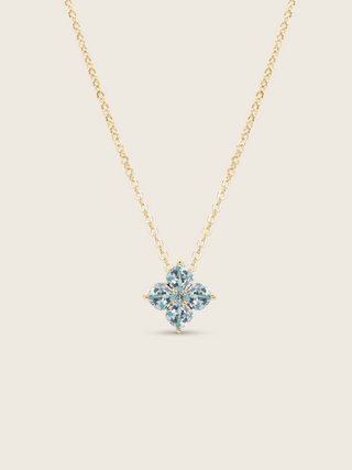 Crystal Hydrangea Necklace - Aqua
