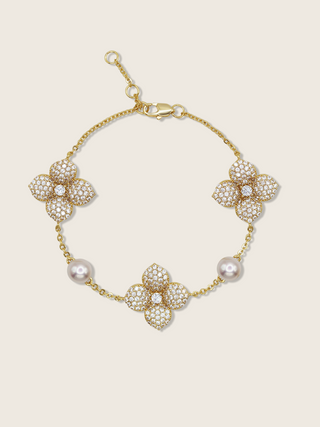 Hydrangea Pearl Bracelet - Gold