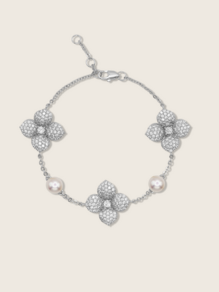 Hydrangea Pearl Bracelet - Silver