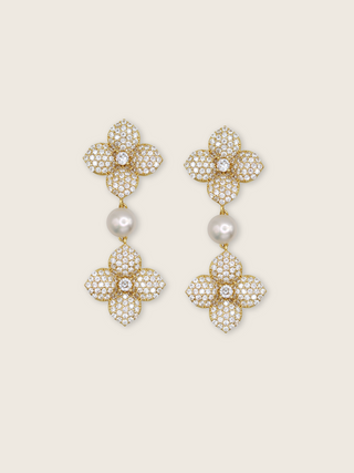 Hydrangea Pearl Drop Earring - Gold