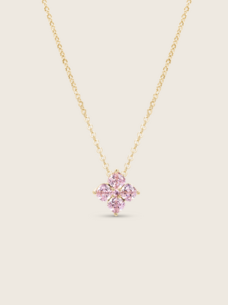 Crystal Hydrangea Necklace - Blush