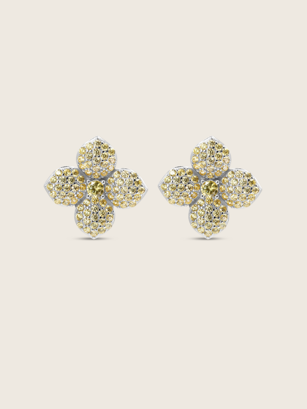 Hydrangea Stud Earrings - Lemon Drop