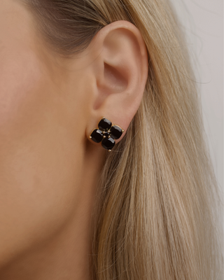 Crystal Hydrangea Stud Earrings - Espresso