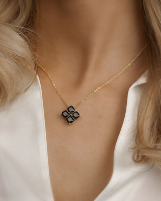 Crystal Hydrangea Necklace - Espresso