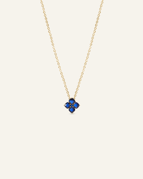 Mini Crystal Hydrangea Necklace - Blueberry