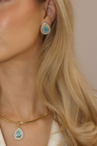 Desirée Pear Earrings - Aqua