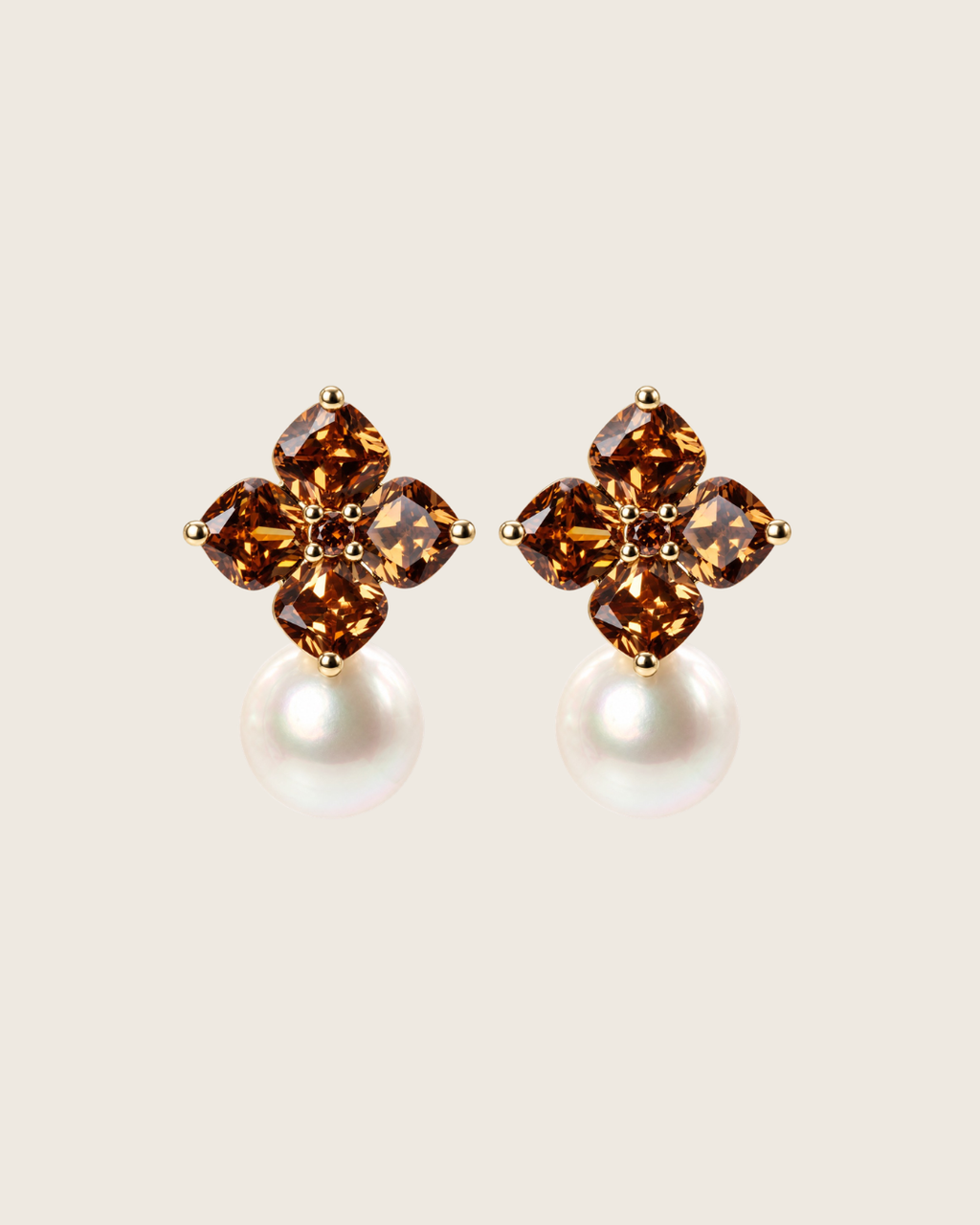Crystal Hydrangea Earrings - Maple