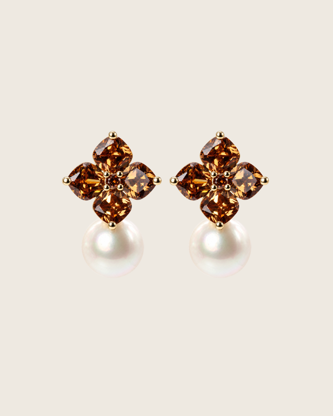 Crystal Hydrangea Earrings - Maple