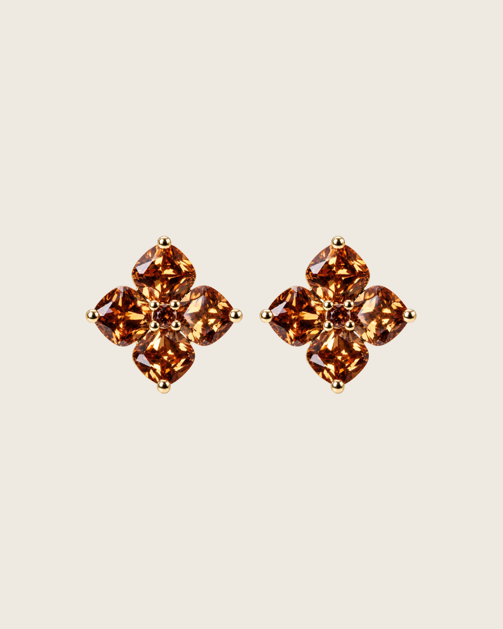 Crystal Hydrangea Stud Earrings - Maple